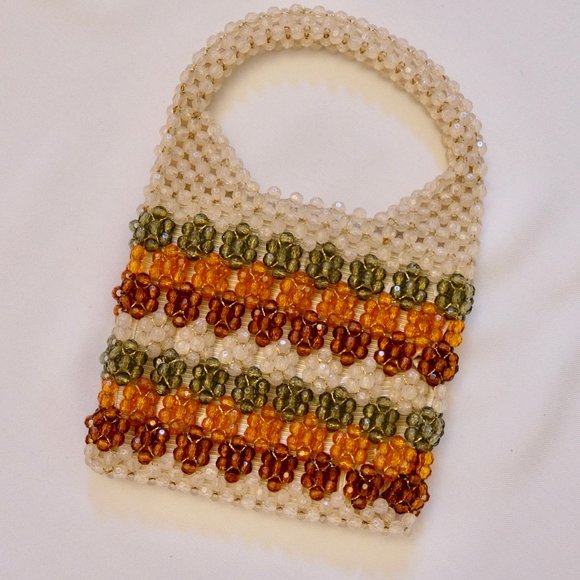 Vintage Orange and Cream Beaded Mini Purse ✨💎 - Picture 2 of 4